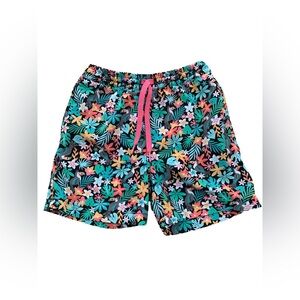 Chubbies Size Youth Small, 8/9, The Bloomerangs Blooms Black Floral Swim Trunks